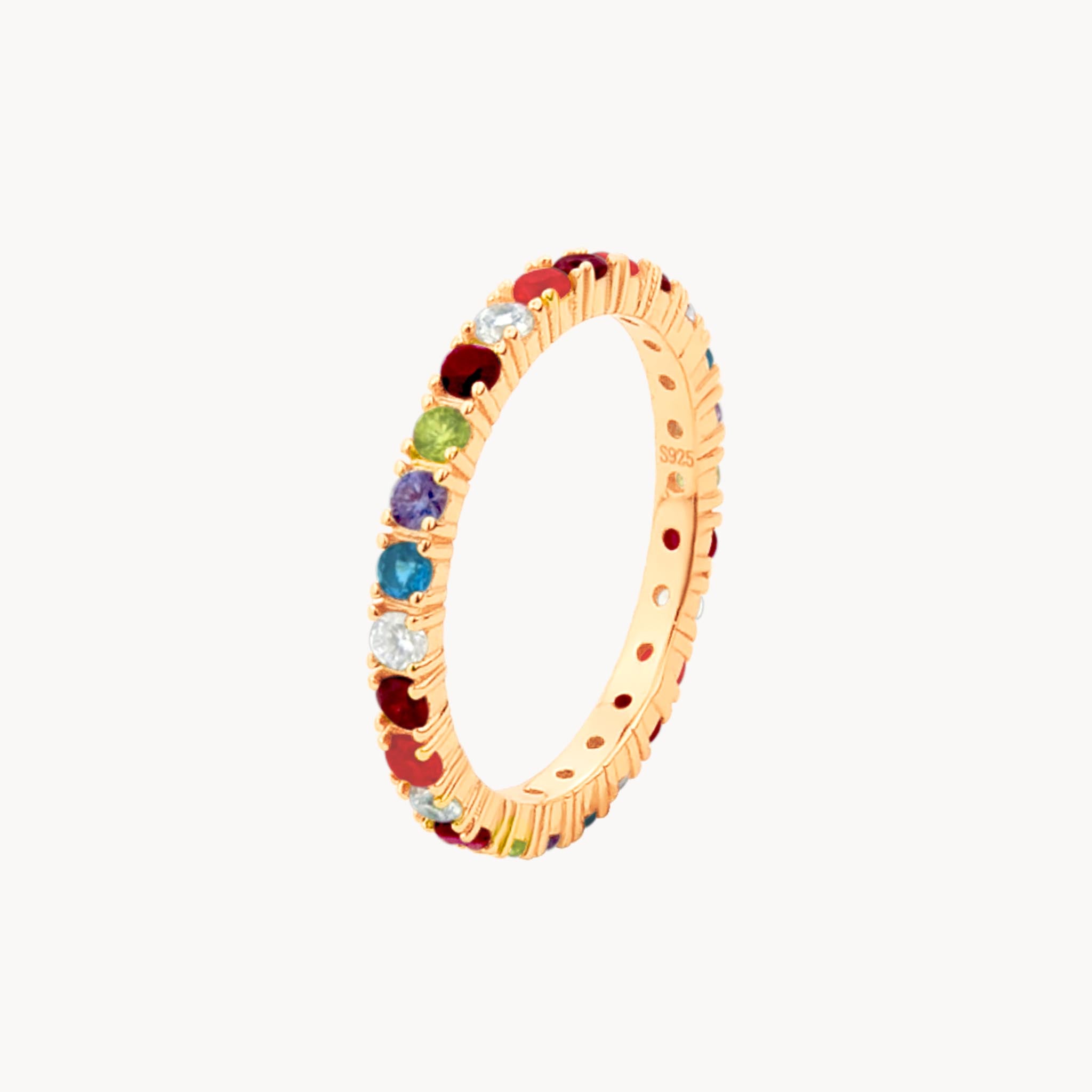 Esmeralda Rainbow Eternity Ring