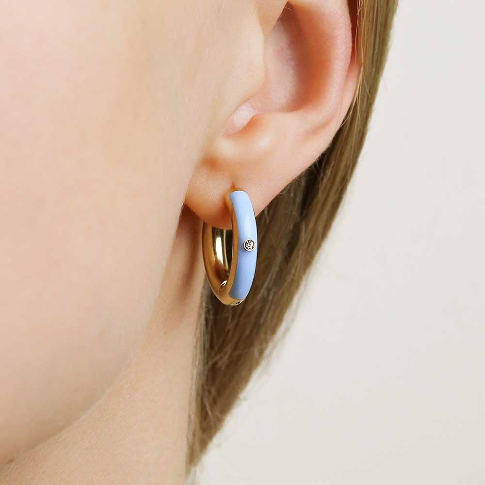 Candy Baby Blue Huggie Earrings