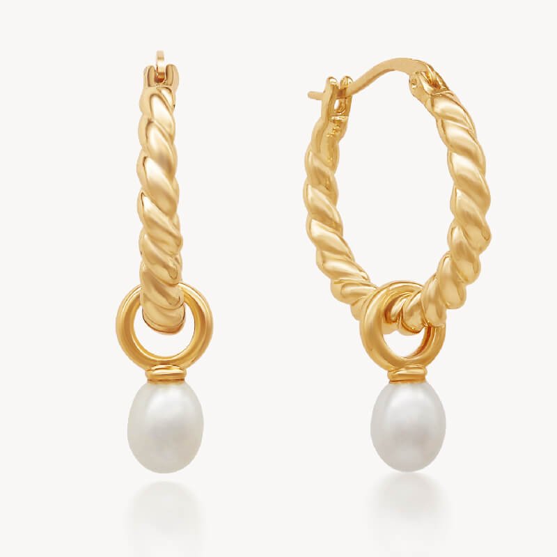 Pearl Twisted Hoop Earrings